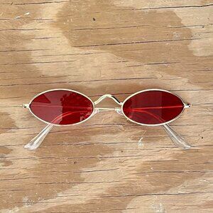 slim classy red gold trim sunglasses